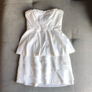 BCBG white tiered ruffle dress